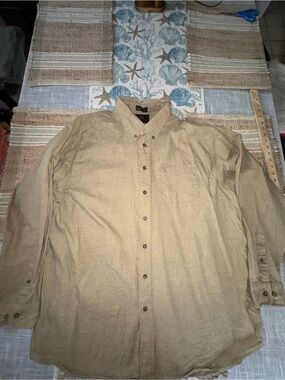 Viyella Men's Long Sleeve Shirt, Button-Down, Beige, Traditional Fit, XXL
